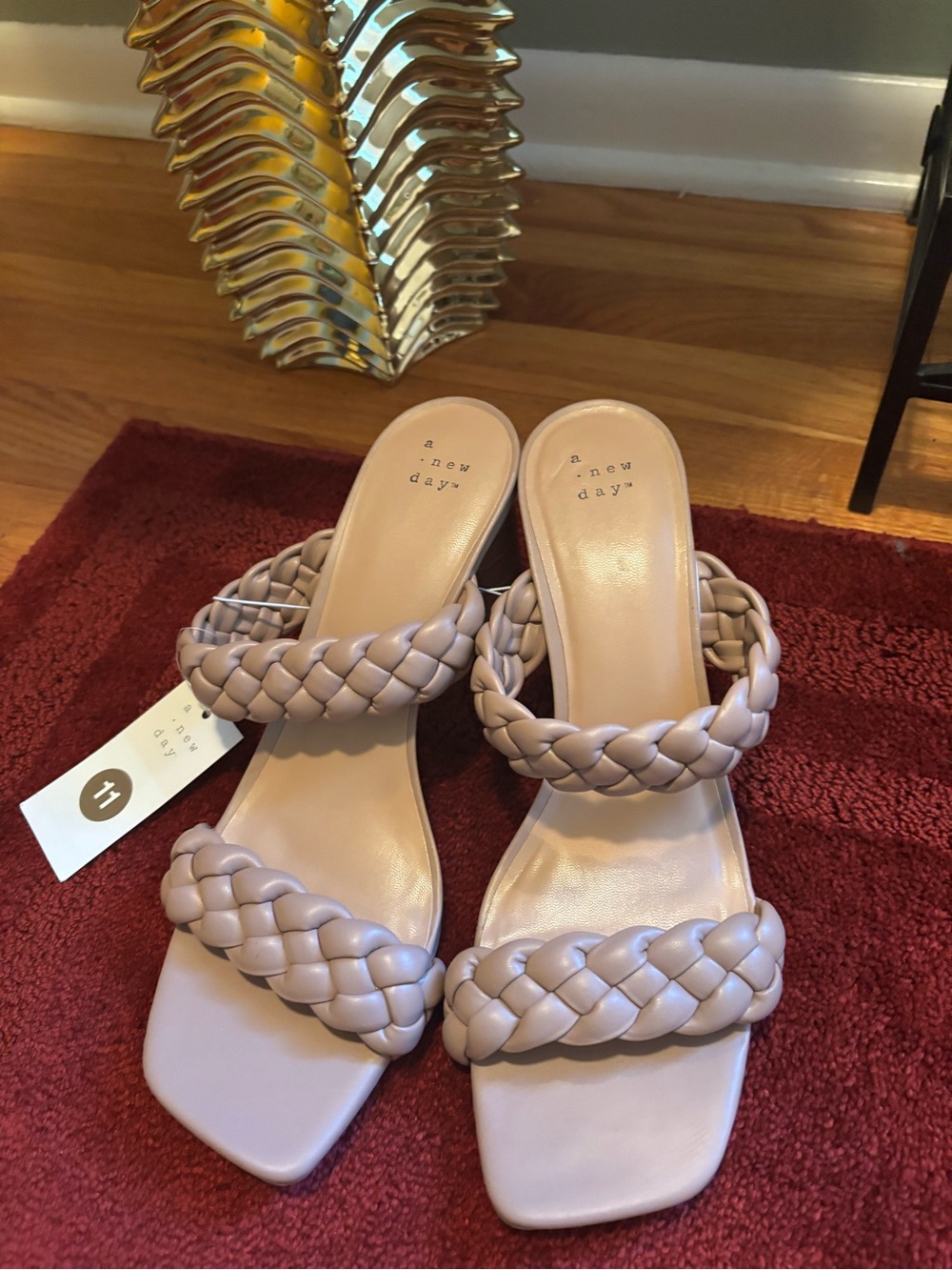 a new day Braided Double-Strap Slide Mules in Blush Pink